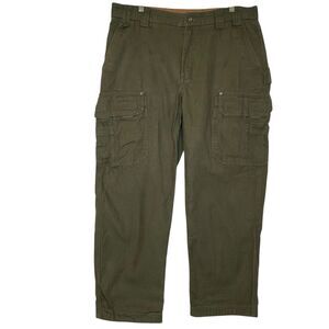 Duluth Trading Cargo Canvas Pants Men’s 36x29 Olive Green Work Outdoor Casual
